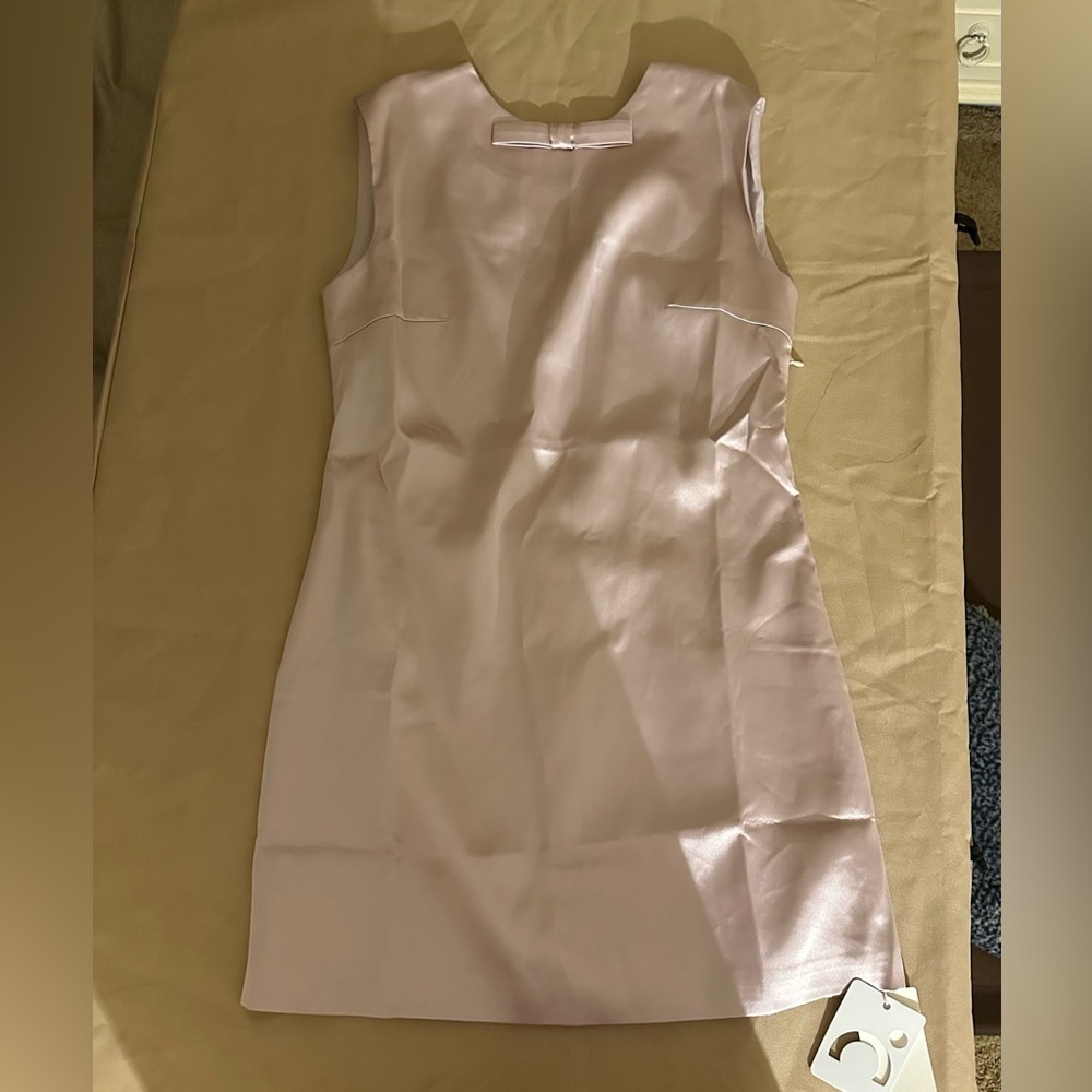 Commense Powder Pink Satin Mini Dress with Bow Back - Picture 3 of 5
